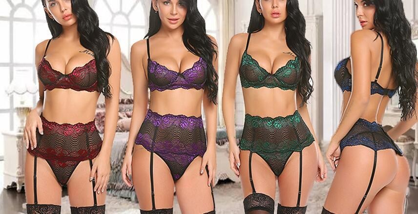 3-piece Set Of Two-color Three-dimensional Lace