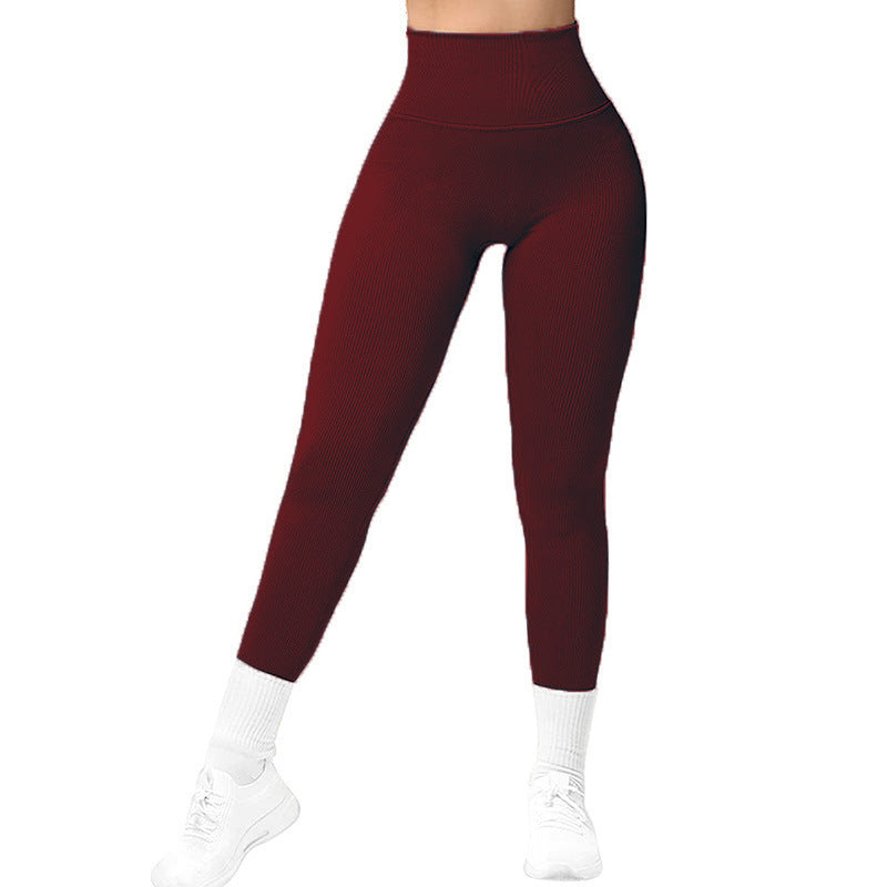 Desiré-High Waist Seamless Leggings Threaded Knitted Fitness Pants Solid Women's Slimming Sports Yoga Pants Elastic Running Sport Leggings - Desiré