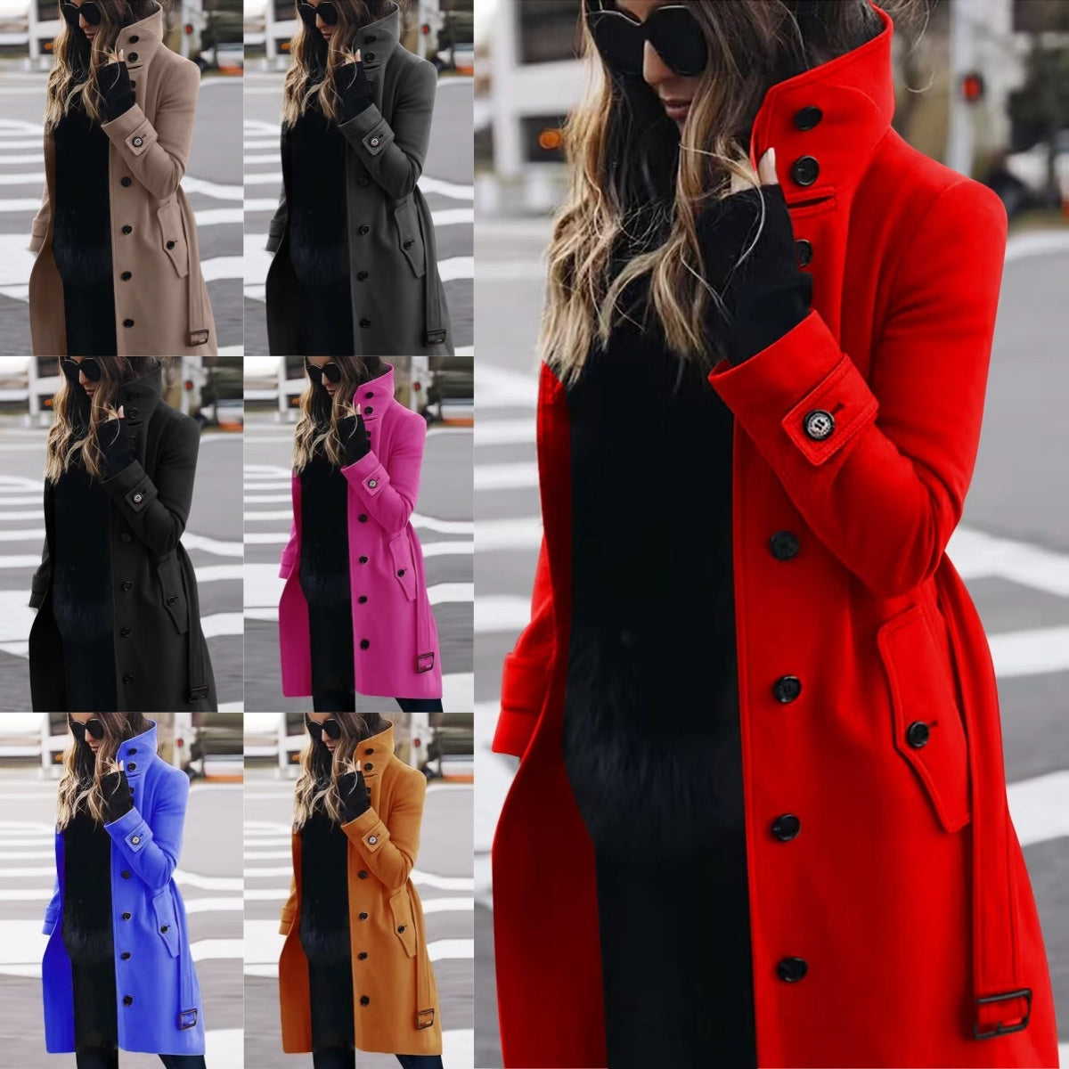 Autumn Winter New Woolen Coat Women's Slim Fit Cardigan Large Coat Women Long Sleeve Single Breasted Stand Collar Woolen Coat - Desiré