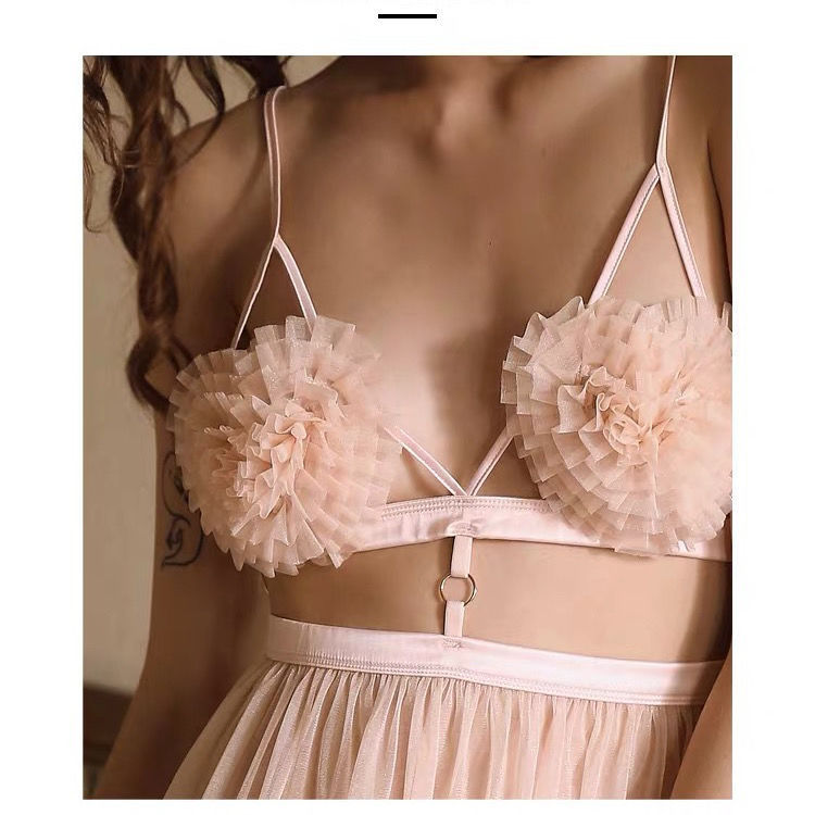 High-End Sexy See-Through Mesh Hollow Sexy Lingerie Peach Heart - Desiré