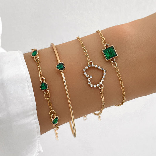 Elegant Emerald Square Rhinestone Bracelet - Desiré