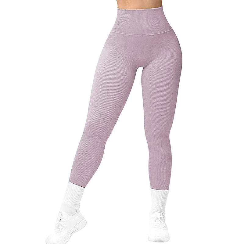 Desiré-High Waist Seamless Leggings Threaded Knitted Fitness Pants Solid Women's Slimming Sports Yoga Pants Elastic Running Sport Leggings - Desiré