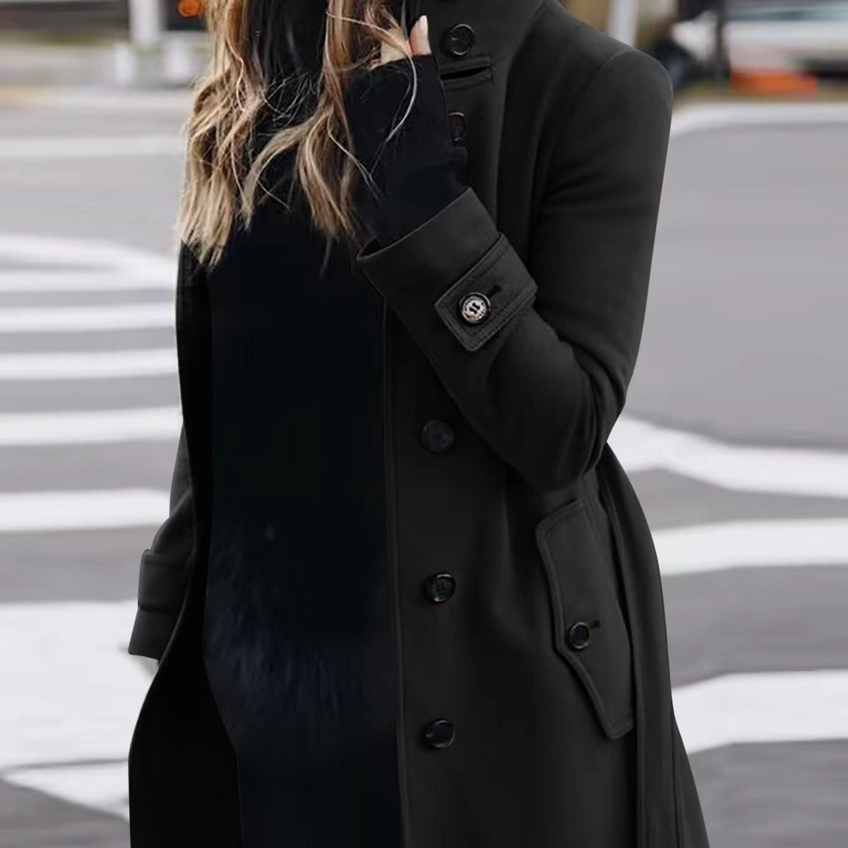 Autumn Winter New Woolen Coat Women's Slim Fit Cardigan Large Coat Women Long Sleeve Single Breasted Stand Collar Woolen Coat - Desiré