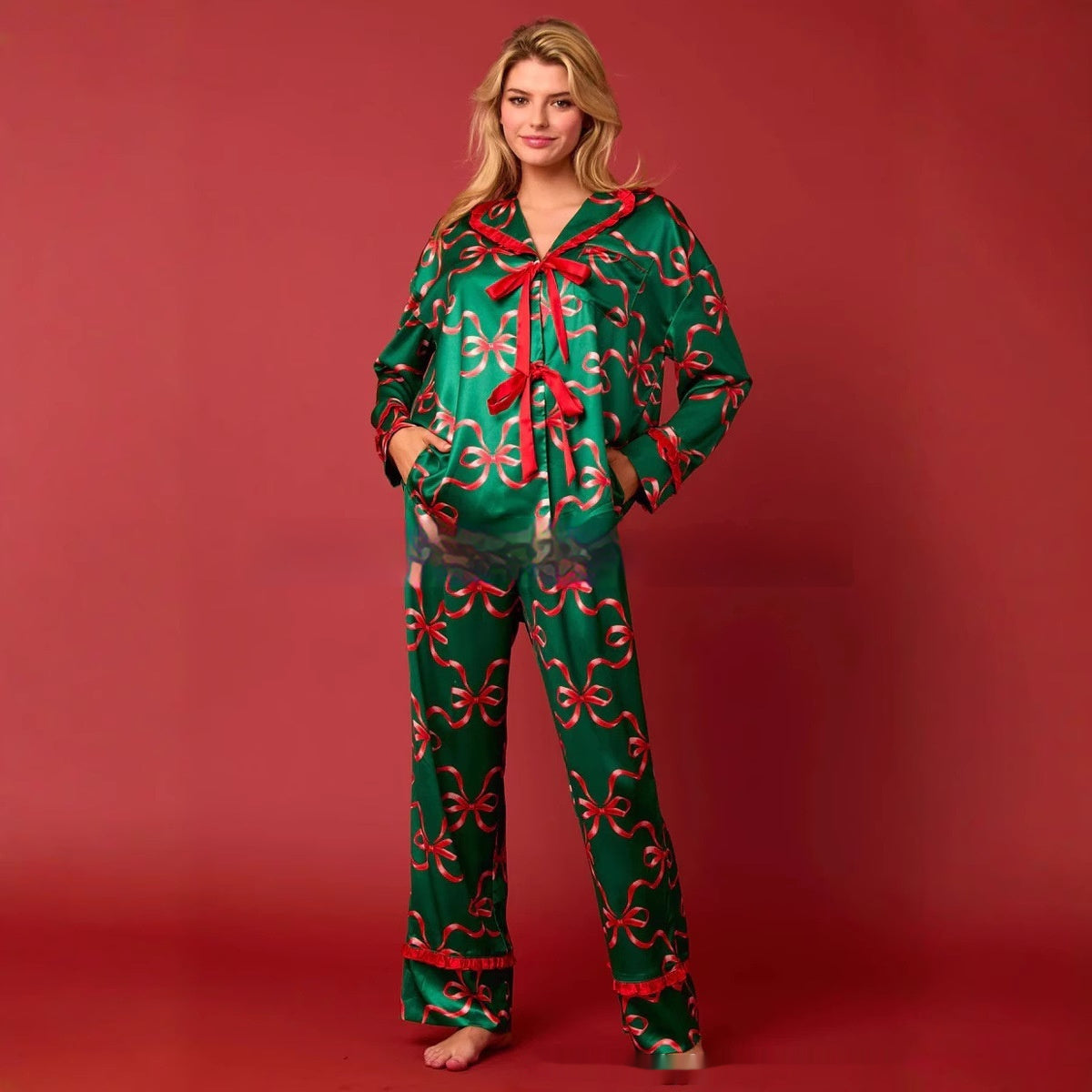 Desiré-Christmas Bow Pajama Set For Women - Desiré