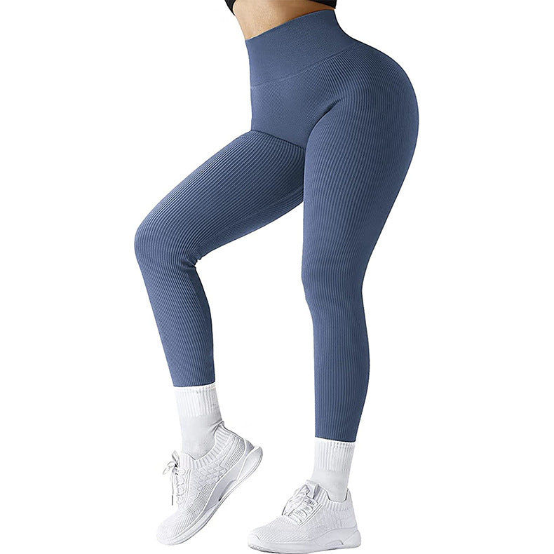Desiré-High Waist Seamless Leggings Threaded Knitted Fitness Pants Solid Women's Slimming Sports Yoga Pants Elastic Running Sport Leggings - Desiré