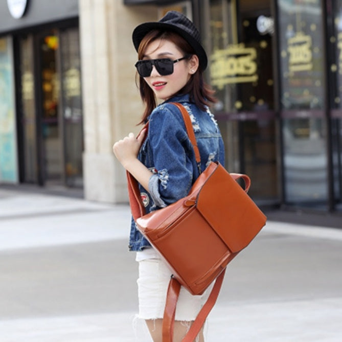 Desiré-Women Backpack Cross Body Shoulder Bag Genuine Leather Girls School Female Natural Skin Book Laptop Rucksack Messenger Bags - Desiré