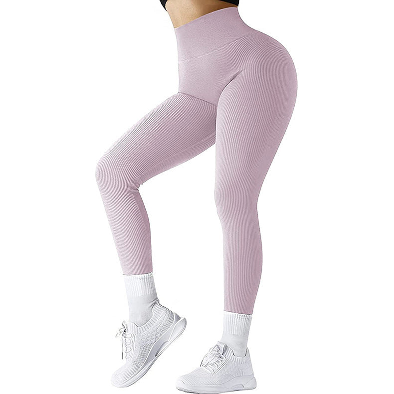 Desiré-High Waist Seamless Leggings Threaded Knitted Fitness Pants Solid Women's Slimming Sports Yoga Pants Elastic Running Sport Leggings - Desiré