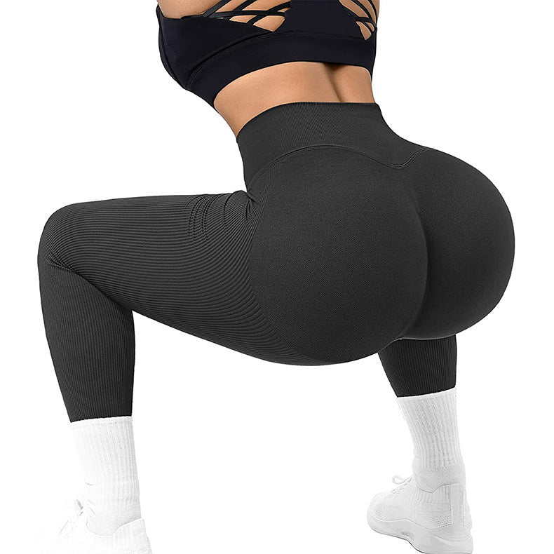 Desiré-High Waist Seamless Leggings Threaded Knitted Fitness Pants Solid Women's Slimming Sports Yoga Pants Elastic Running Sport Leggings - Desiré