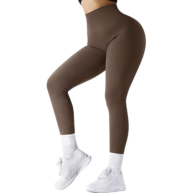Desiré-High Waist Seamless Leggings Threaded Knitted Fitness Pants Solid Women's Slimming Sports Yoga Pants Elastic Running Sport Leggings - Desiré