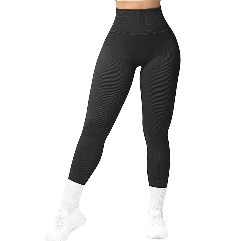 Desiré-High Waist Seamless Leggings Threaded Knitted Fitness Pants Solid Women's Slimming Sports Yoga Pants Elastic Running Sport Leggings - Desiré