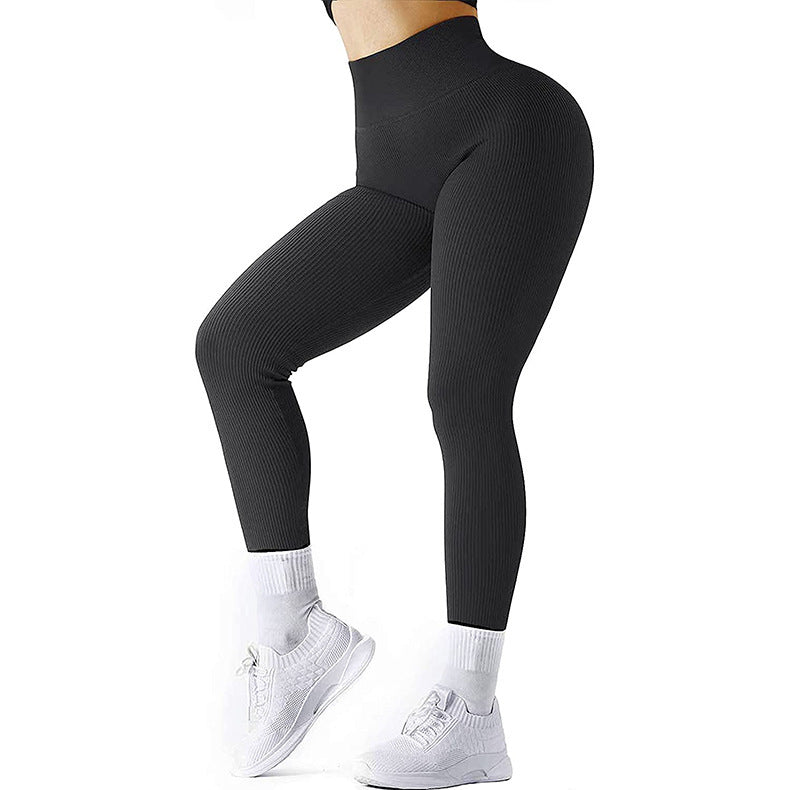 Desiré-High Waist Seamless Leggings Threaded Knitted Fitness Pants Solid Women's Slimming Sports Yoga Pants Elastic Running Sport Leggings - Desiré